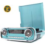 LAUSON 01TT18 Vinyl Plattenspieler Retro Design, Bluetooth, Musikanlage mit Plattenspieler, Stereoanlage Vintage, Retro Radio USB, 33-45-78 U-min, Vinyl zu MP3, Blau