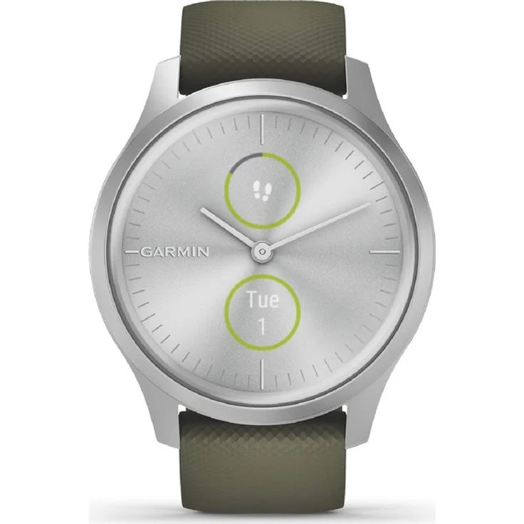 Garmin vivomove Style Hybrid-Smartwatch Unisex, Einheitsgröße, Silber/Moosgrün (010-02240-01) – Bild 2