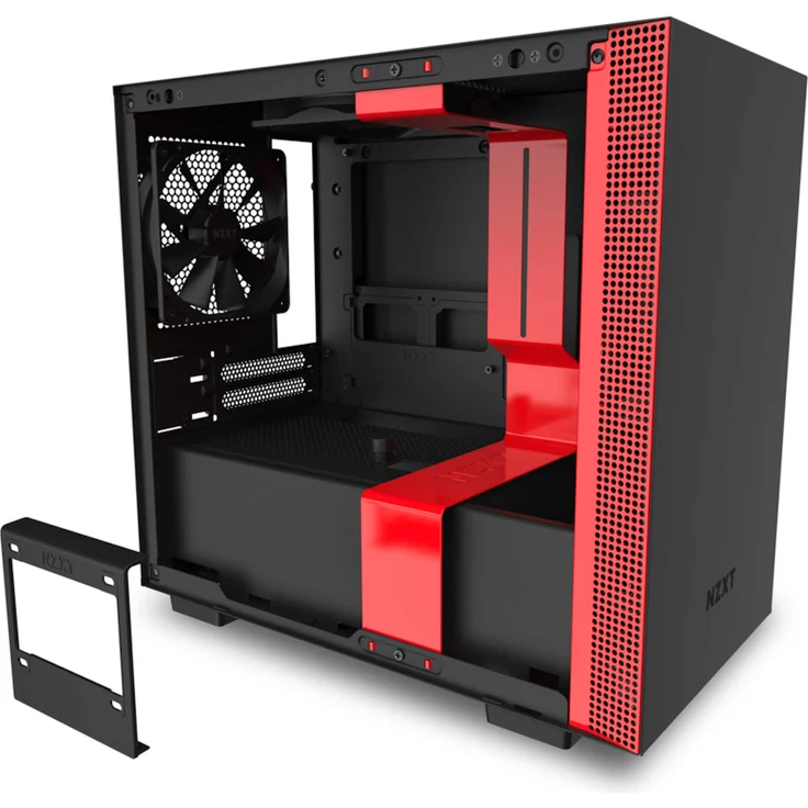 NZXT H210 - Mini-ITX-Gehäuse für Gaming-PCs - Front USB-C Port - Tempered Glass-Seitenfenster - managementsystem - Für Wasserkühlung nutzbar - Schwarz-Rot – Bild 6
