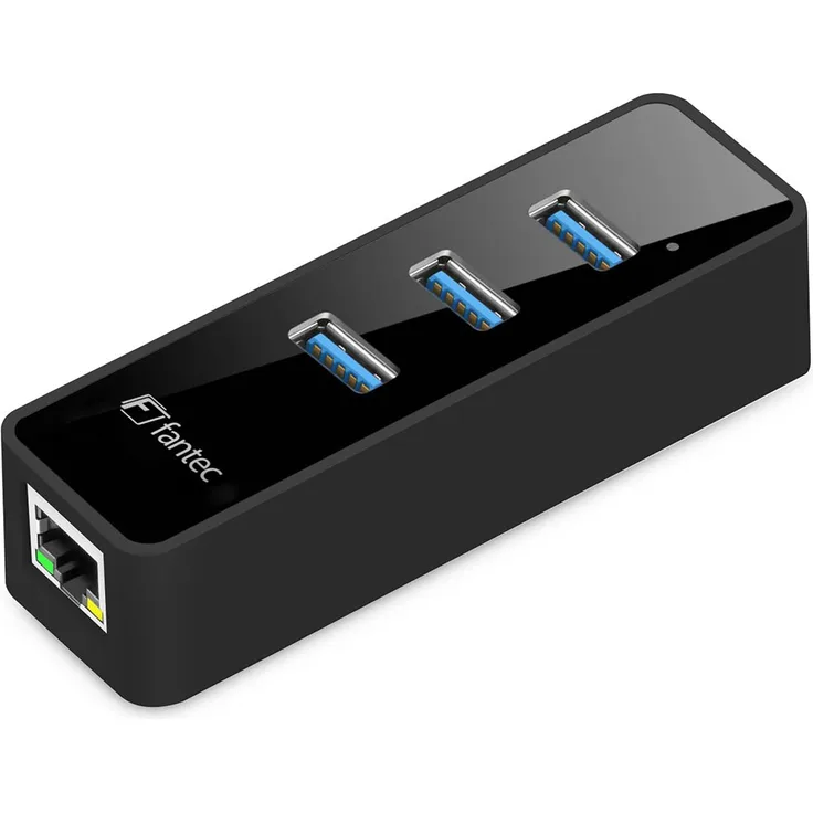 FANTEC 1959 UMP-3UE1000 3X USB 3.0 HUB und 1x RJ45 Adapter, 50 cm Kabel Schwarz