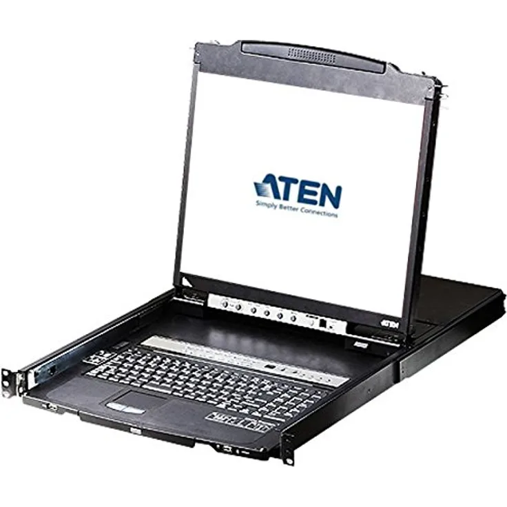 Aten CL5808N KVMP-Switch 8-fach, Slideaway-Konsole mit 48,26 cm (19 Zoll) Display schwarz