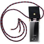 cadorabo Handykette für Samsung Galaxy A5 2016 in ROT BLAU WEISS, Silikon Necklace Umhänge Hülle mit Gold Ringen, Kordel Band Schnur und abnehmbarem Etui Schutzhülle