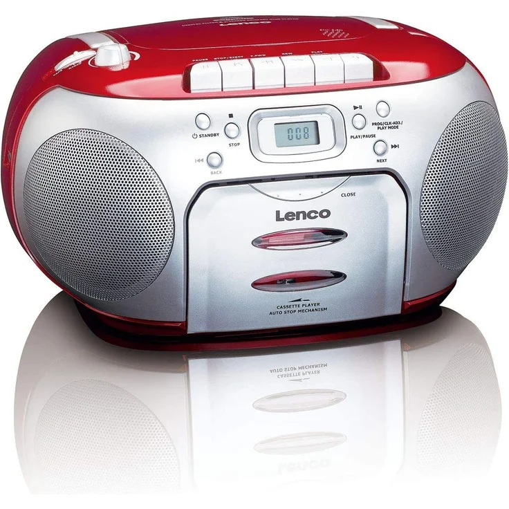 Lenco SCD-420RD CD-Radio, LCD-Display, rot, silber – Bild 2