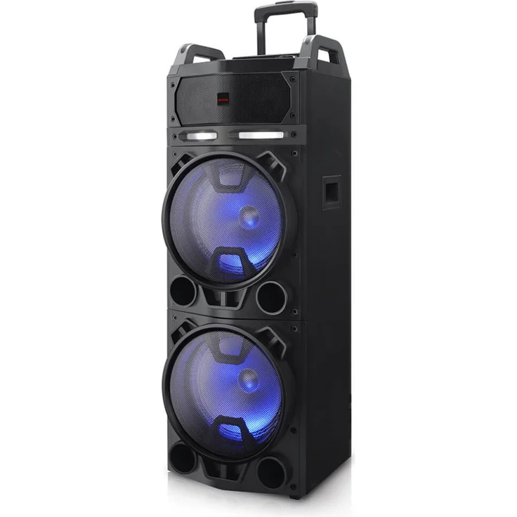 Aiwa KBTUS-900 Karaoke LED Trolley 100W Party Lautsprecher kabellose Mikrofone, BT, Fernbedienung, schwarz – Bild 1