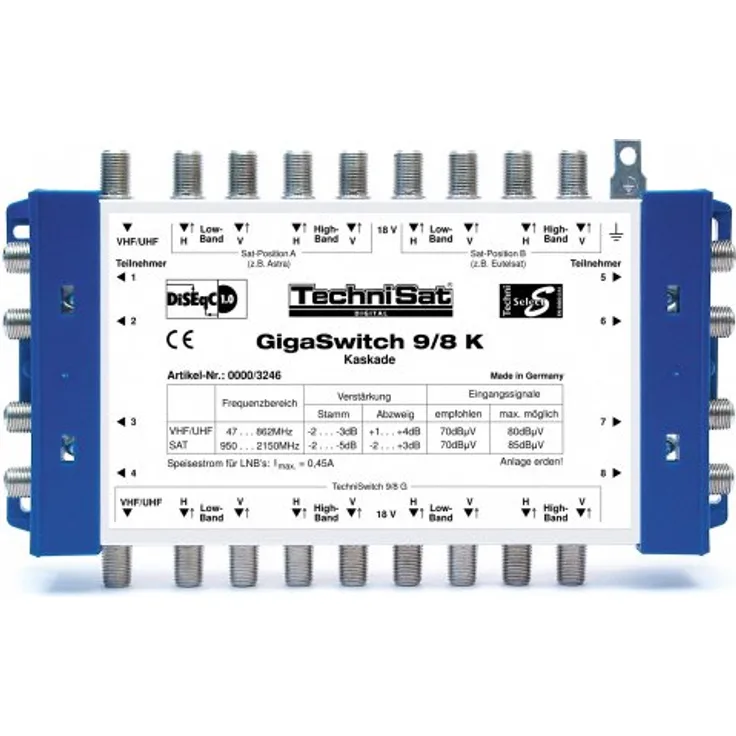 TechniSat GigaSwitch 9-8 K Kaskade passend (zum GigaSwitch 9-8 G2 zur Erweiterung um 8 weitere Teilnehmer)