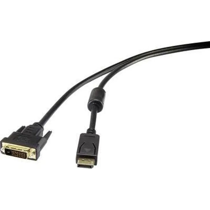 Renkforce DisplayPort / DVI Anschlusskabel [1x DisplayPort Stecker - 1x DVI-Stecker 24+1pol.] 1 m Schwarz (RF-3301142)