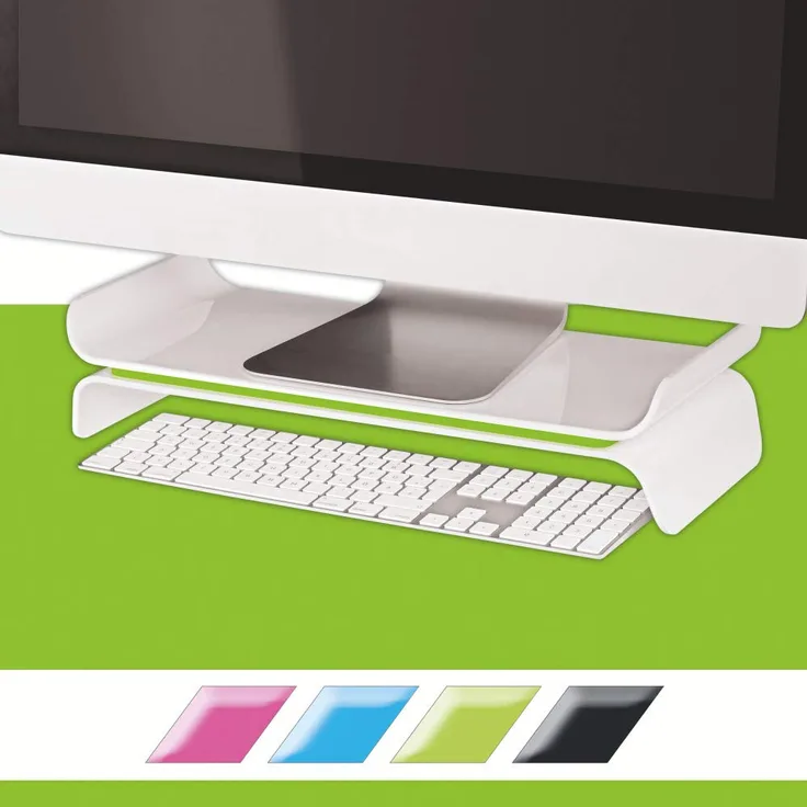 Leitz Ergo WOW verstellbarer Monitorständer, Zwei Höheneinstellungen, Grün-Weiß, 65040054