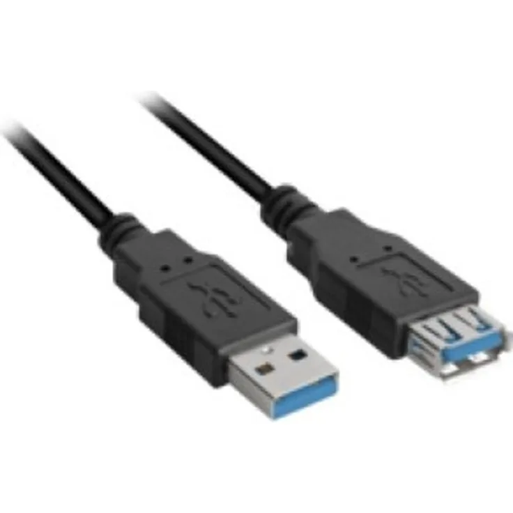 Sharkoon 3m, 2xUSB3.0-A - USB Kabel (2xUSB3.0-A, 3 m, USB A, USB A, 3.0 (3.1 Gen 1), Male Connector-Female Connector, Schwarz)