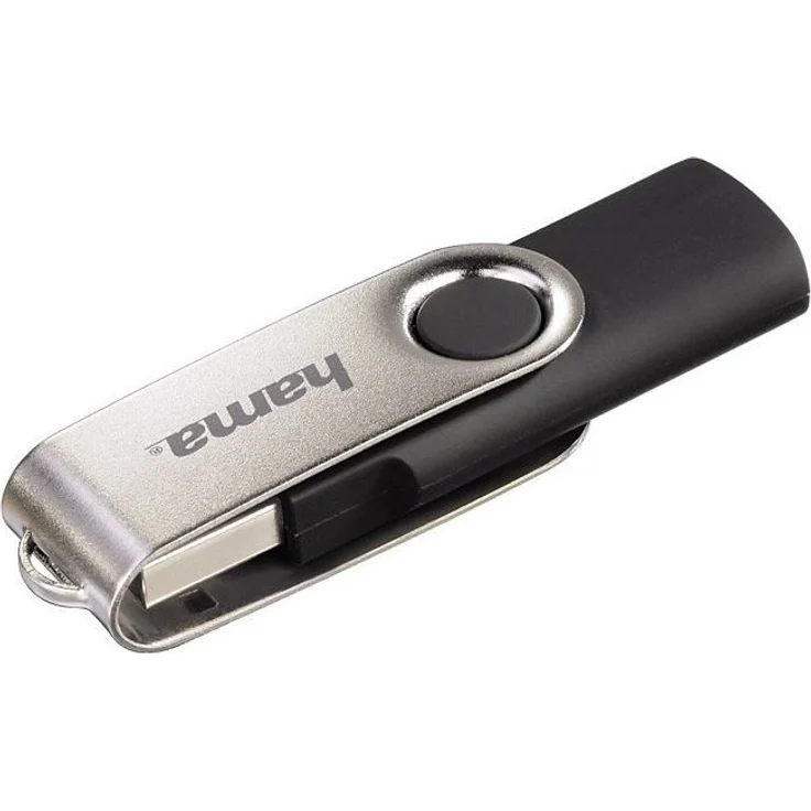Hama 64 GB USB-Stick USB 2.0 Datenstick (10 MB-s Datentransfer, mit Öse zur Befestigung am Schlüsselring, Speicherstick, Memory Stick aus Metall, geeignet für Windows-MacBook) silber – Bild 1