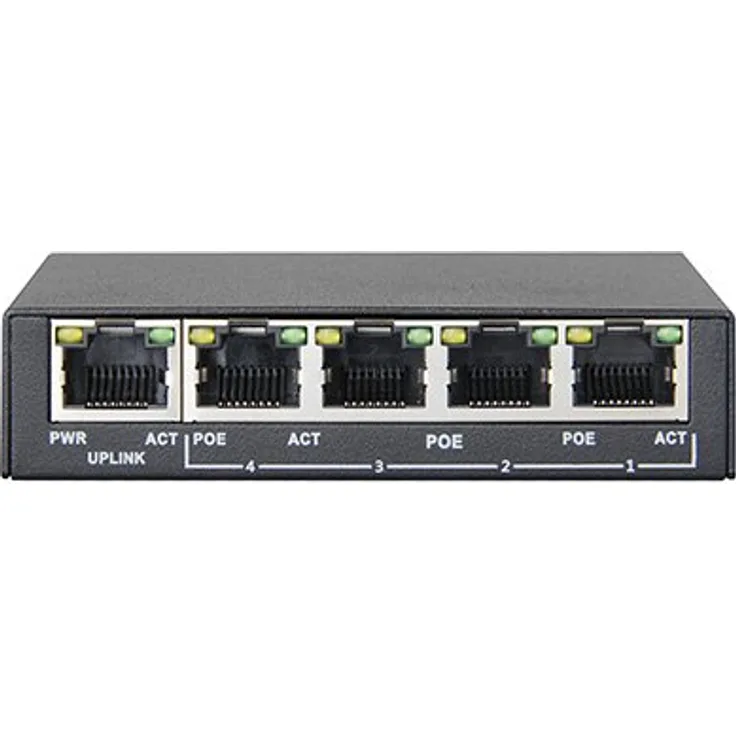 PS504 - Mini PoE (Power over Ethernet) Switch 5 Ports, 4 PoE Ports, 802.3af, 48 V, 60 W