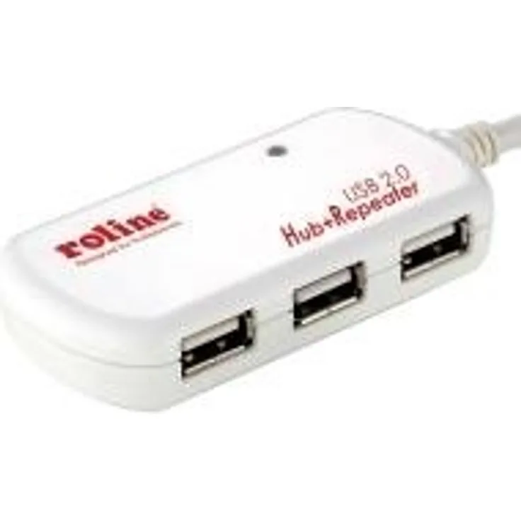 ROLINE 12041085 USB 2.0 4-Port Hub mit Repeater, 12m weiß