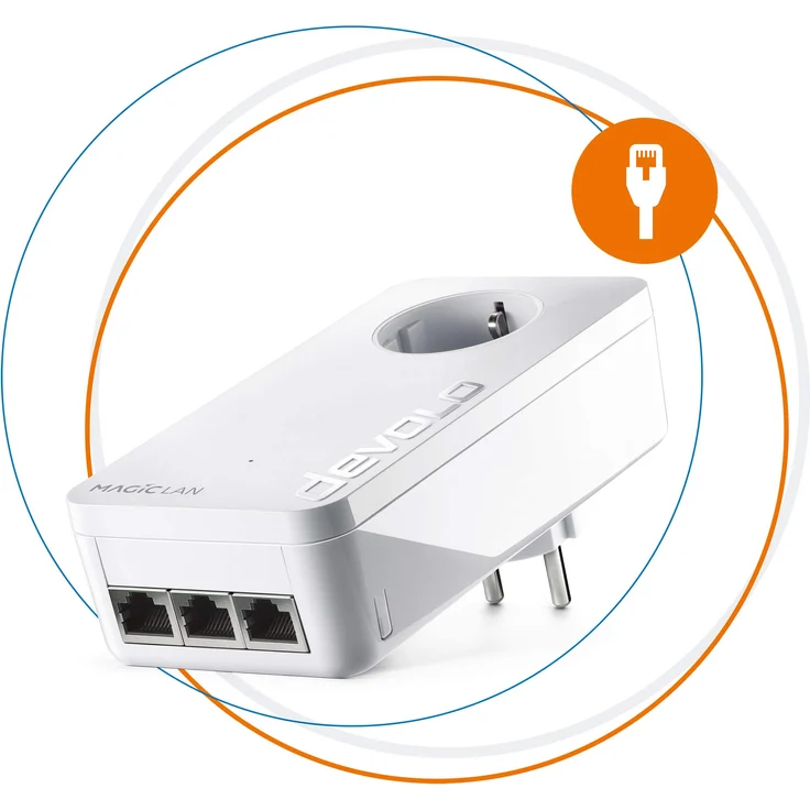 devolo Magic 2 LAN 2400 triple Single Adapter: Weltweit schnellster Powerline LAN-Adapter zur Erweiterung des Heimnetzwerks, ideal für Home Office (2400 Mbit-s, 3x Gigabit LAN-Anschlüsse, G.hn) – Bild 1