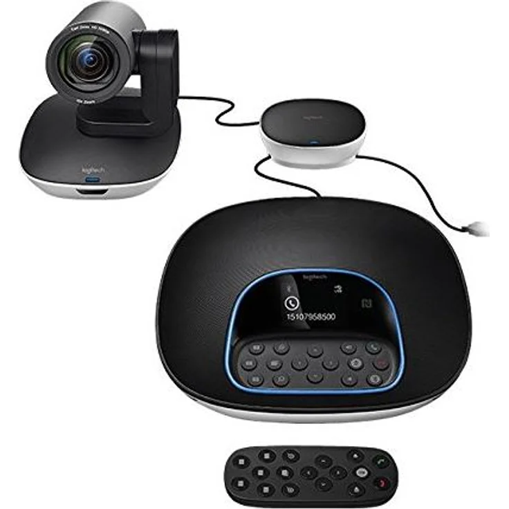 Logitech Group Videokonferenz-System, Bestehend aus Webcam, Freisprecheinrichtung & Fernbedienung, HD 1080p, 10-fach Zoom, Rauschunterdrückung, USB-Anschluss & Bluetooth, Für größere Meetingräume (960-001057) – Bild 1