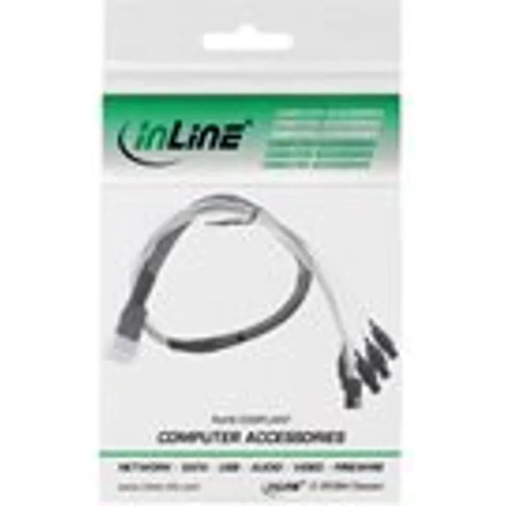 InLine - Internes SAS-Kabel - mit Sidebands - gerade durchgeführt - 4-Lane - 36-polig 4x Mini SAS HD (SFF-8643) - 7-poliges SATA - 1,0m - verriegelt - Schwarz (27630B)