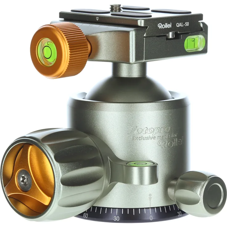 Rollei Lion Rock Stativkopf 20 - Robuster 360° Panorama Kugelkopf aus Aluminium mit Einer Belastbarkeit von bis zu 20 kg, Arca Swiss kompatibel, inkl. Schnellwechselplatte