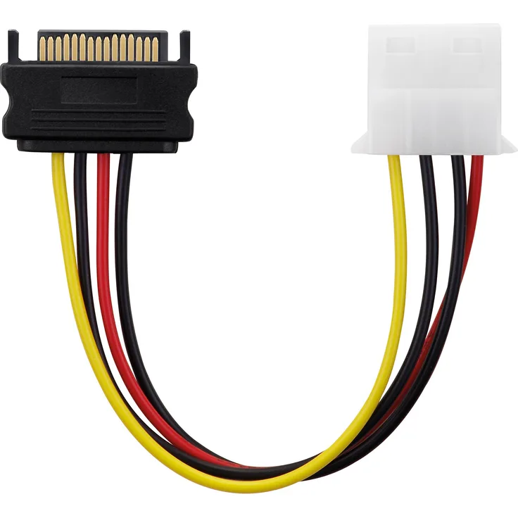 conecto CC20114 Netzteil-Adapter Kabel ''15-polig SATA-Anschluss auf 4-polig IDE '', 15 cm Schwarz