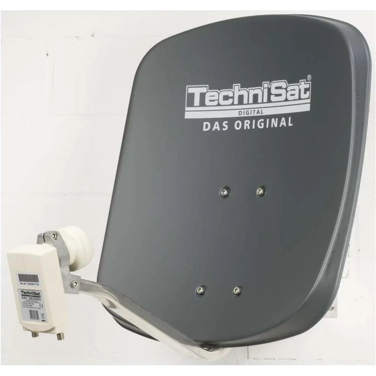 TechniSat DIGIDISH 45 – Satelliten-Schüssel für 2 Teilnehmer (45 cm kleine Sat Anlage - Komplettset mit Wandhalterung und Universal Twin-LNB) grau – Bild 1