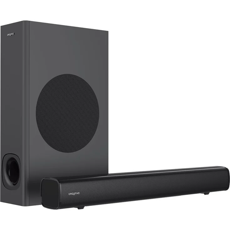 Creative Soundbar Stage (51MF8360AA000) 2.1 Soundbar mit Subwoofer, kabellos/kabelgebunden, geeignet für TV, schwarz – Bild 2