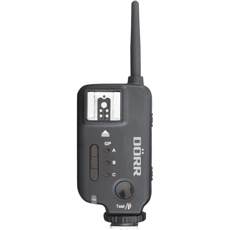 Dörr 371565 RS Funk Sender-Empfänger Kamerafernauslöser für Systemblitzgerät und Studioblitzköpf (Reichweite bis 400 m) schwarz