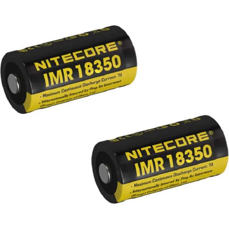 2x Nitecore Li-Ion Akku Typ 18350 IMR (NI18350A) 700mAh für Leuchten