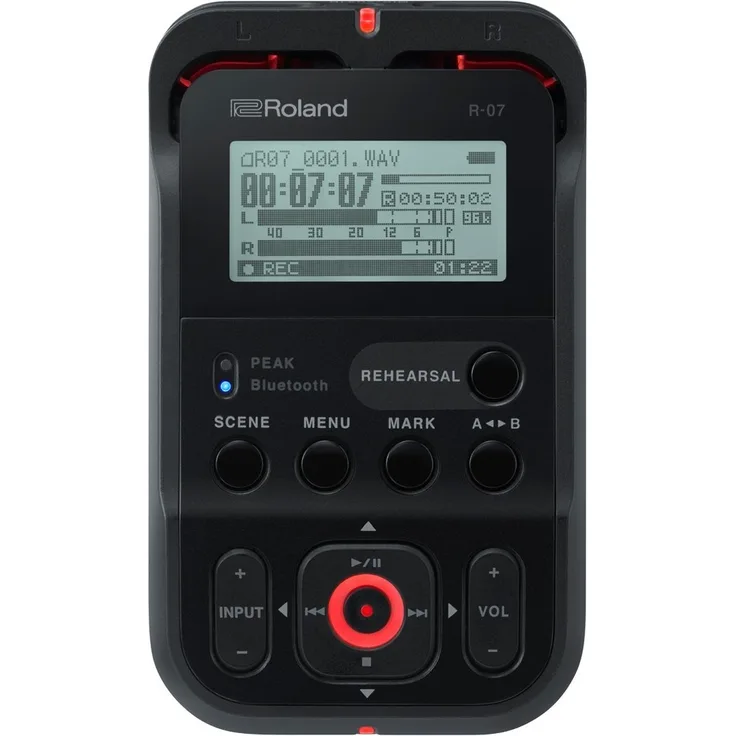 Roland R-07 Hochauflösender tragbarer Audiorecorder, schwarz