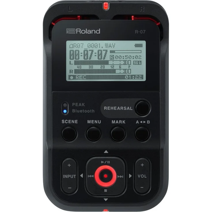 Roland R-07 Hochauflösender tragbarer Audiorecorder, schwarz – Bild 1