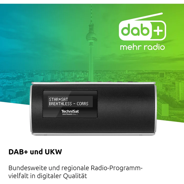 TechniSat DIGITRADIO Bike 1 Tragbares Radio mit Bluetooth, OLED-Display, spritzwassergeschützt, schwarz, silber – Bild 4