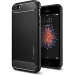 Spigen Rugged Armor für iPhone SE 2016-5S-5 Hülle, Robuste TPU Silikon Schwarz Schutzhülle Stylisch Design Handyhülle Case Schwarz 041CS20167