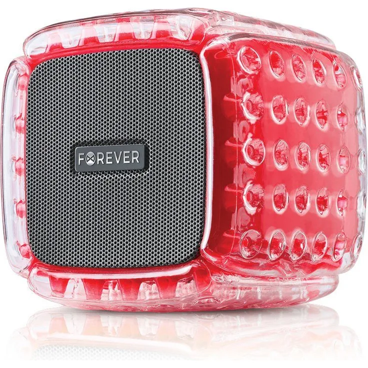Forever Forever BS-700 BumpAir Bluetooth Lautsprecher Wireless tragbare Box Stereo Sound Wasserdicht Speicherkarte AUX für Smartphone Wireless Lautsprecher rot, transparent
