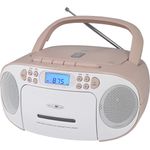 Reflexion CD-Player mit Kassette und Radio für Netz- und Batteriebetrieb (PLL UKW-Radio, LCD-Display, AUX-Eingang, Kopfhörer-Anschluss), weiß/rosa
