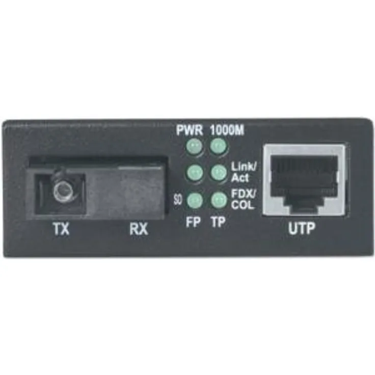 Intellinet 545068 Gigabit Ethernet WDM bidirektionaler Singlemode Medienkonverter 10-100-1000Base-TX auf 1000Base-LX (SC) Singlemode 20 km WDM (RX1550-TX1310) schwarz