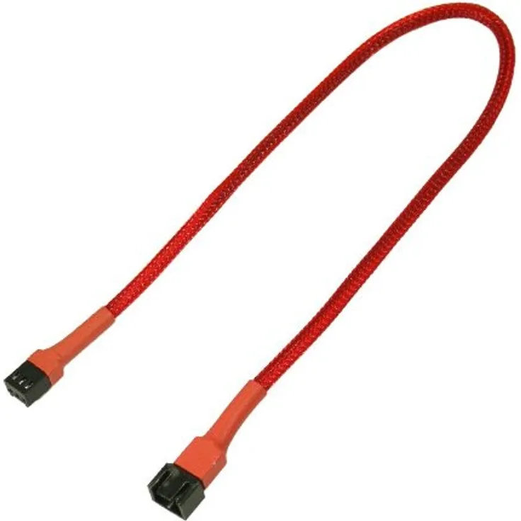 Nanoxia 900300000 3-Pin Molex Verlängerungskabel, 30 cm, Roter Sleeve