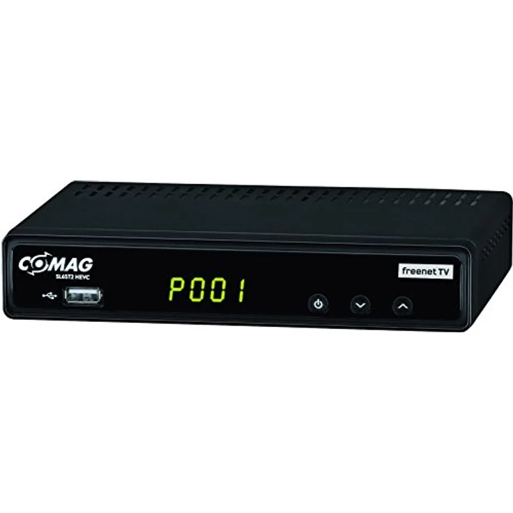 Comag SL65T2 Full-HD HEVC DVB-T-T2 Receiver, PVR Ready, H.265, HDTV, HDMI, IRDETO Zugangssystem für Freenet TV, Mediaplayer, USB 2,0, 12V, Schwarz – Bild 1