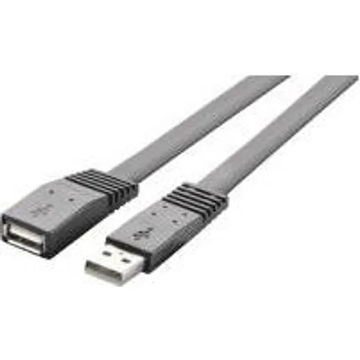Renkforce highly flexible - USB-Verlängerungskabel - USB (M) bis USB (W) - USB 2.0 - 5 V - 0.5 A - 1 m - flach - Schwarz