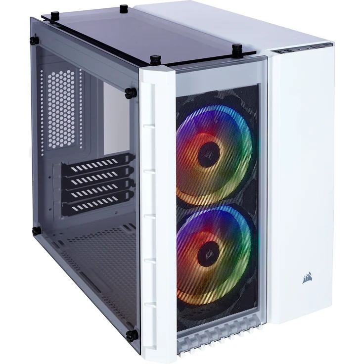 Corsair Crystal 280X RGB PC-Gehäuse (Micro ATX mit gehärtetem Glas), RGB LED, Weiß – Bild 1