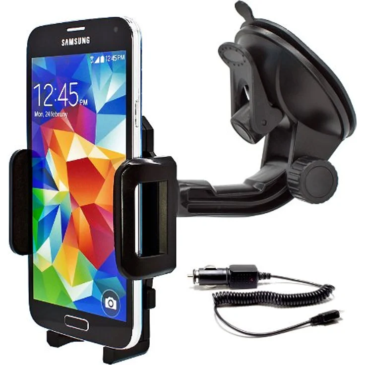 Mobilefox KFZ SET 360° Universal Handy Halterung Auto Halter für die Windschutzscheibe mit Ladekabel – Bild 1