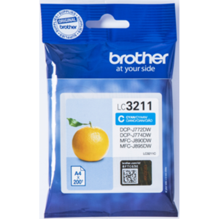 Brother LC-3211C Tintenpatrone (für Brother DCP-J772DW, DCP-J774DW, MFC-J890DW, MFC-J895DW) cyan