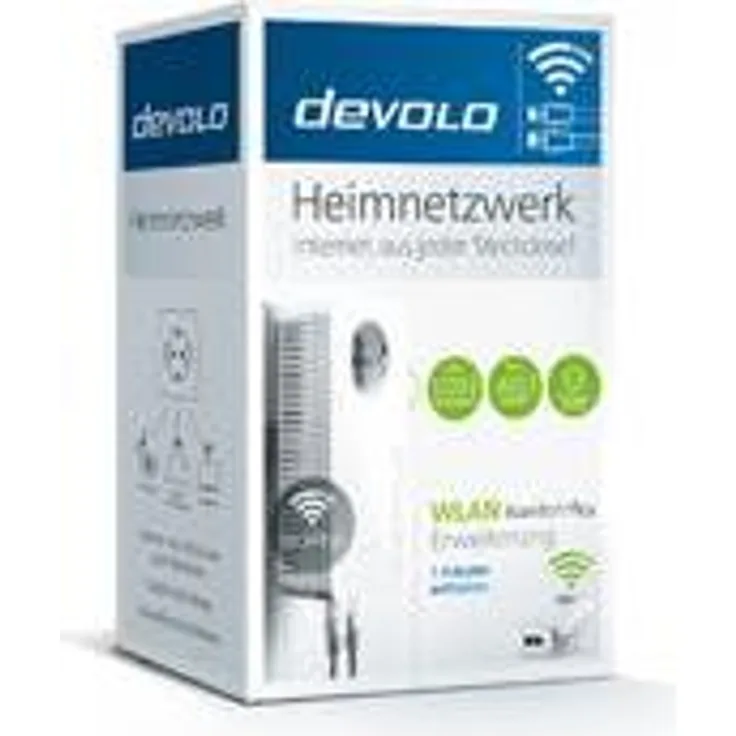 Devolo , WLAN ac 1200Mbit/s Powerline Komfort Plus Adapter - Erweiterung Farbe: Weiß, LIEFERUMFANG: 1x Powerline-Adapter, Ethernet-Kabel RJ45, Bedienungsanleitung (8107)