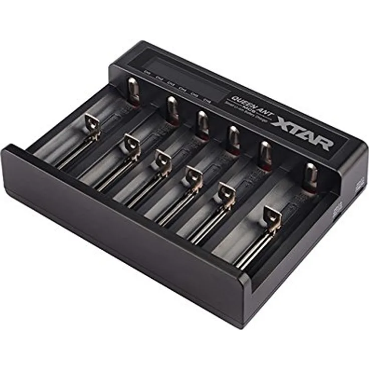 Xtar MC6 ANT Ladegerät Queen mit LCD Display für 1-6 Li-Ion Rundzellen 3,6-3,7V schwarz