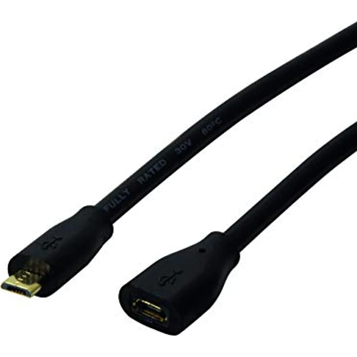 Logilink - USB-Verlängerungskabel - Micro-USB Typ B (M) bis Micro-USB Typ B (W) - USB 2.0 - 2 m - Schwarz (CU0123) – Bild 1