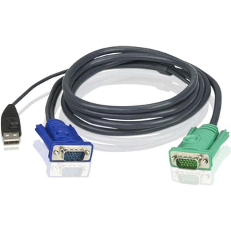ATEN 2L-5201U KVM-Kabel VGA USB, Schwarz, 1, 2 m