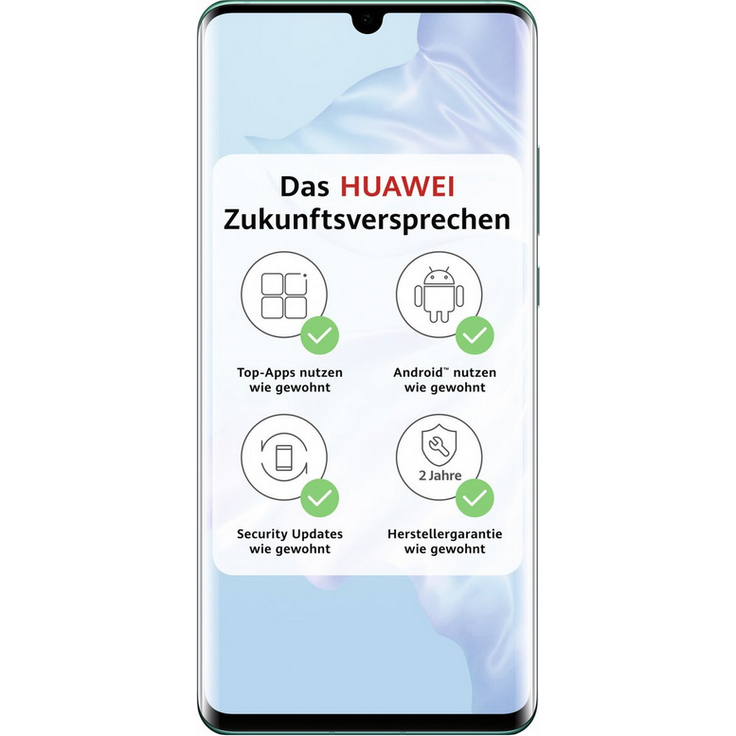 Huawei P30 Pro Smartphone 16,43cm (6,47 Zoll) OLED-Display, 128GB interner Speicher, 8GB RAM, Dual-SIM, Android, Aurora – Bild 1