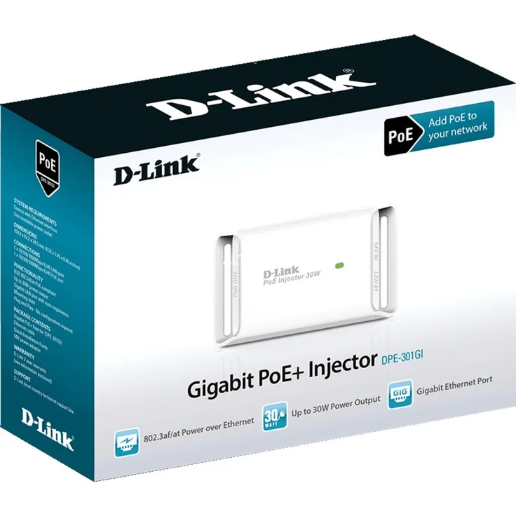 D-Link DPE-301GI Gigabit Poe+ Injector (Stromversorgung und Datenübertragung von PoE--PoE+-Geräten)