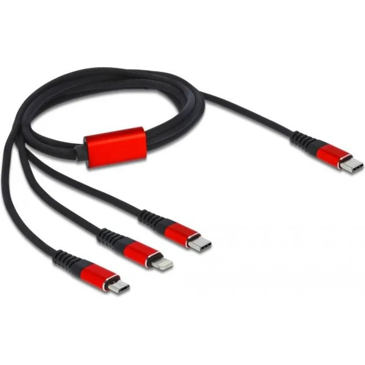 DeLock USB Ladekabel 3 in 1 USB Type-C zu Lightning - Micro USB - USB Type-C 1 m