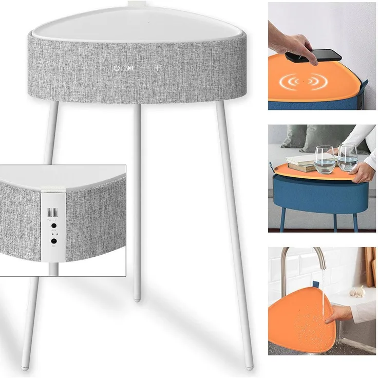 fontastic Mesu Drahtloser Lautsprecher-Tisch Bluetooth-Lautsprecher weiß