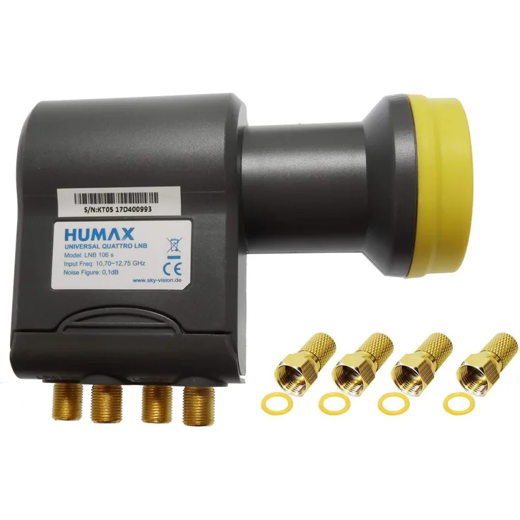 Humax Gold Quattro LNB, digitales Satelliten universal LNB für Multischalterbetrieb inkl. LTE-Filter, Wetterschutzgehäuse und F-Steckern für besten Satempfang in HD, Full HD, UHD, 4K und 8K