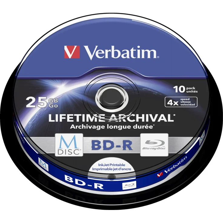Verbatim M-Disc BD-R, Blu-Ray-Disk 25 GB - 4-fache Brenngeschwindigkeit - langlebige Blu-Ray Disc - 10 Stück Spindel - Preisvergleich – Bild 1