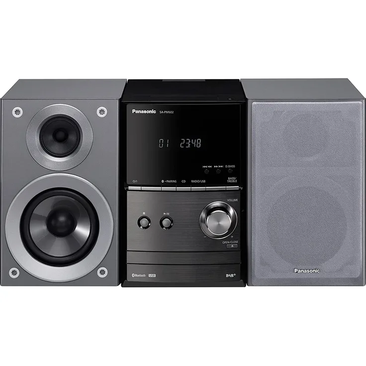 Panasonic SC-PM602EG-S Micro- mit Digital DAB+ (CD, Bluetooth, UKW , HiFi-System mit 40W RMS) silber