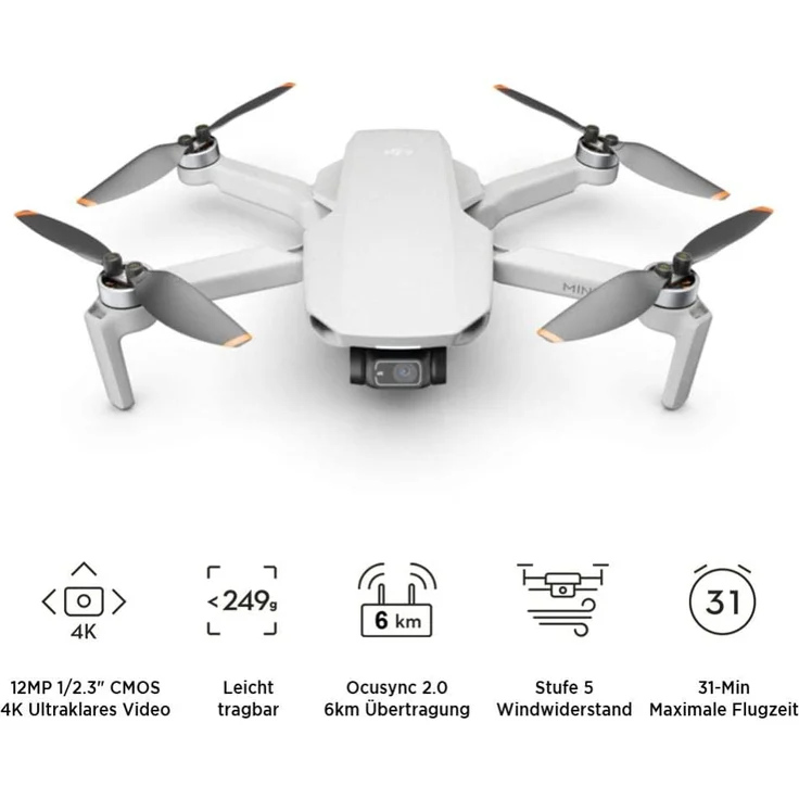 DJI Mini 2 Fly More Combo - Quadrocopter (4K/30fps-Video, 3-Achsen-Stabilisierung, 12 MP Foto, 31 min Flugzeit, 1/2,3'' CMOS-Sensor - mit Zubehör-Set) – Bild 6