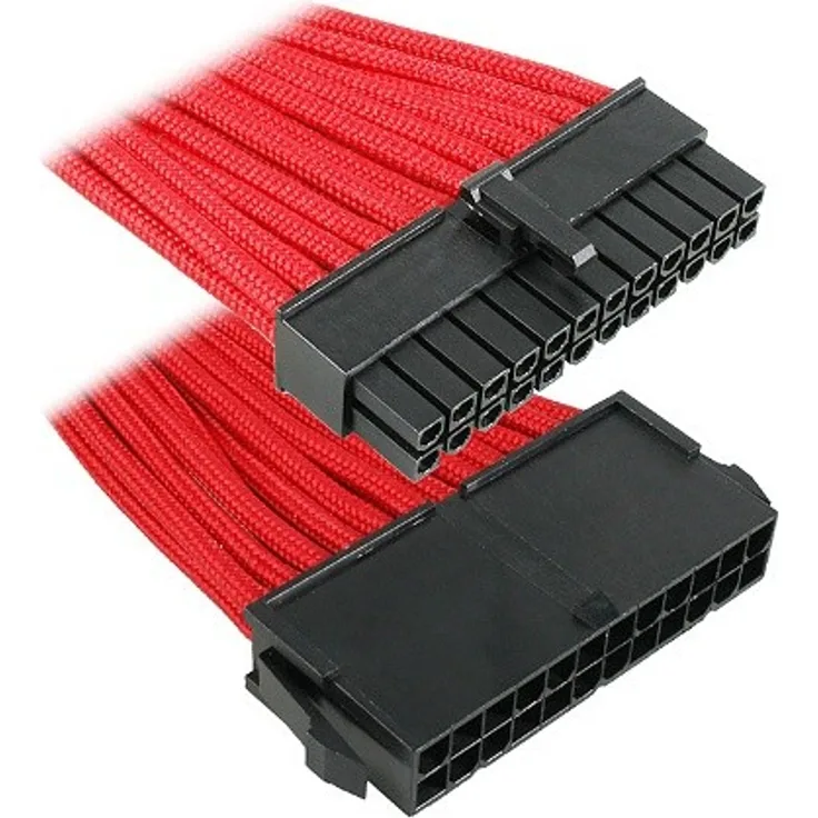 BitFenix Alchemy Multisleeved Cables - Spannungsversorgungs-Verlängerungskabel - ATX, 24-polig (M) - ATX, 24-polig (W) - 30cm - Rot (BFA-MSC-24ATX30RK-RP)
